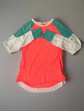 Sugoi Women's Colorblock Lightweight Long Sleeve Crew Neck Top Coral Green M